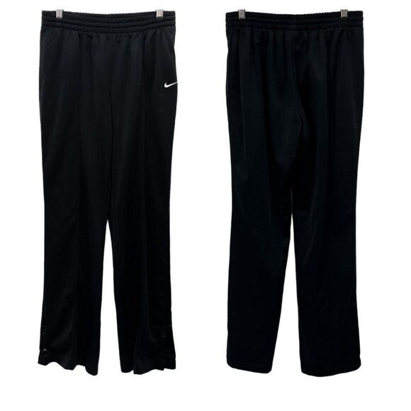 Vintage 90's Nike Team Side Snap Ankle Athletic Basketball Sweatpants Black - Picture 1 of 10